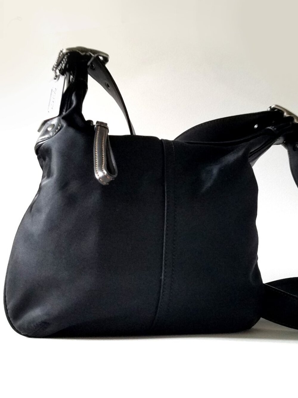 COACH Nylon Cross Body Bag with Leather Strap Black #6670